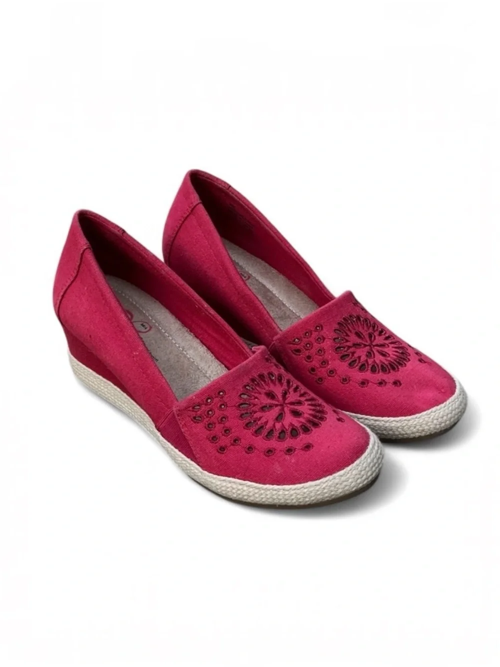 Mia Amore Franki Espadrille Wedge in Red Canvas w/ Memory Foam Sz 8